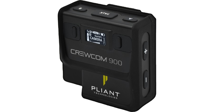 Pliant® Technologies introduces CrewCom Compact Radio Pack at NAB 2024.